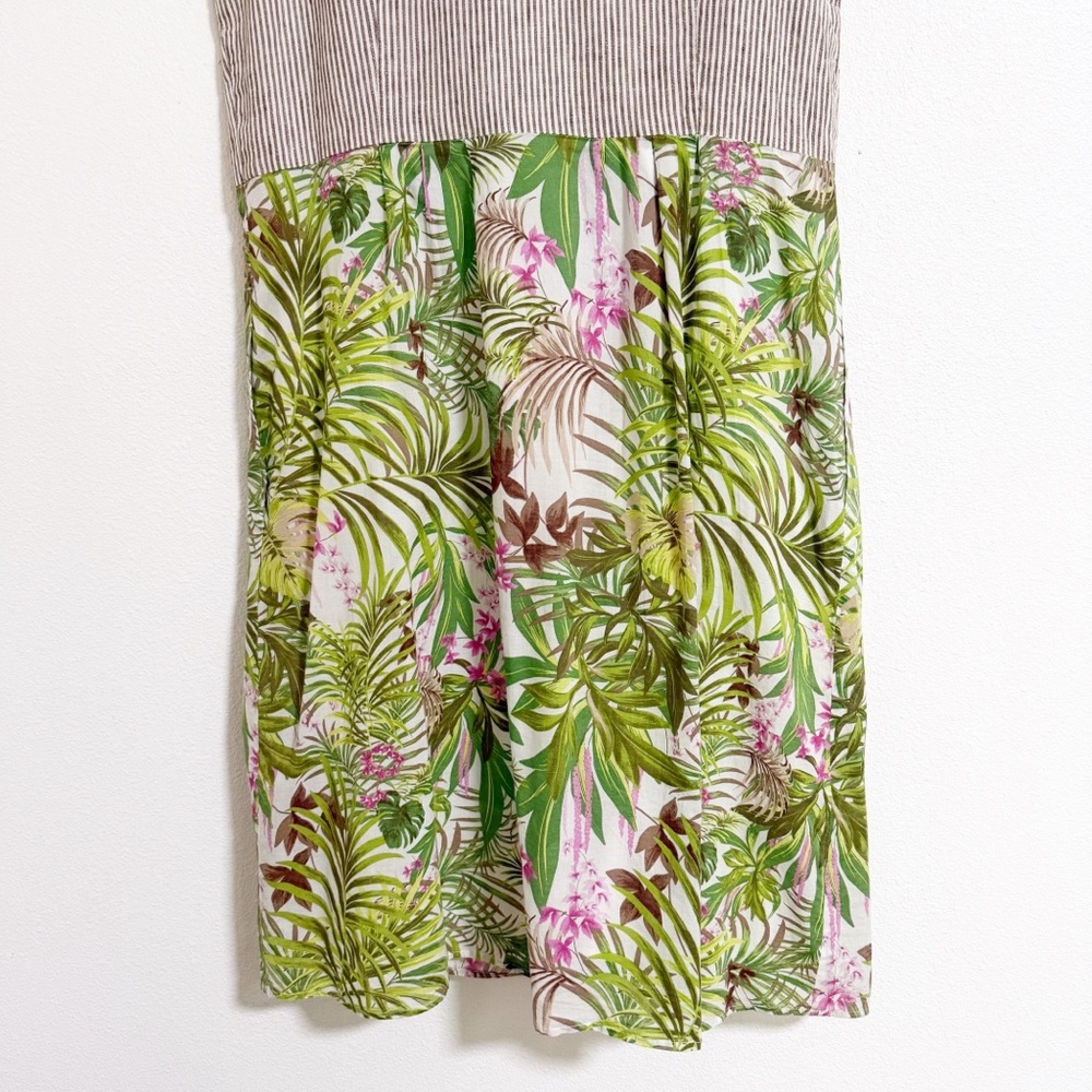 J. Jill Striped Tropical Floral Linen Cotton Tank Dress - Picture 8 of 13